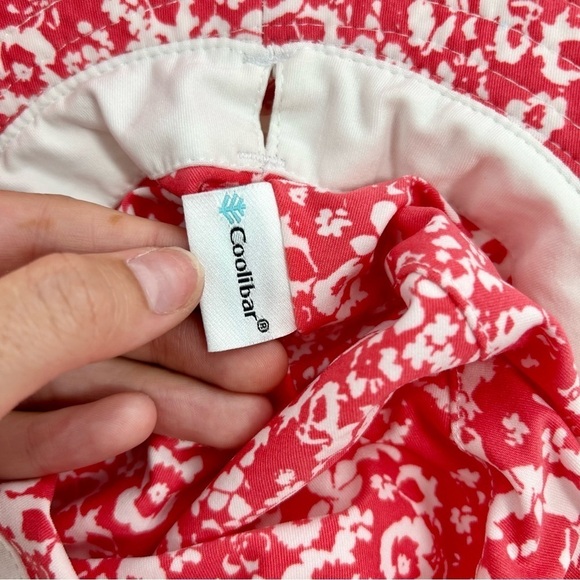 Coolibar White Red Floral Reversible Cottagecore UV Protection Bucket Sun Hat OS - Picture 5 of 6